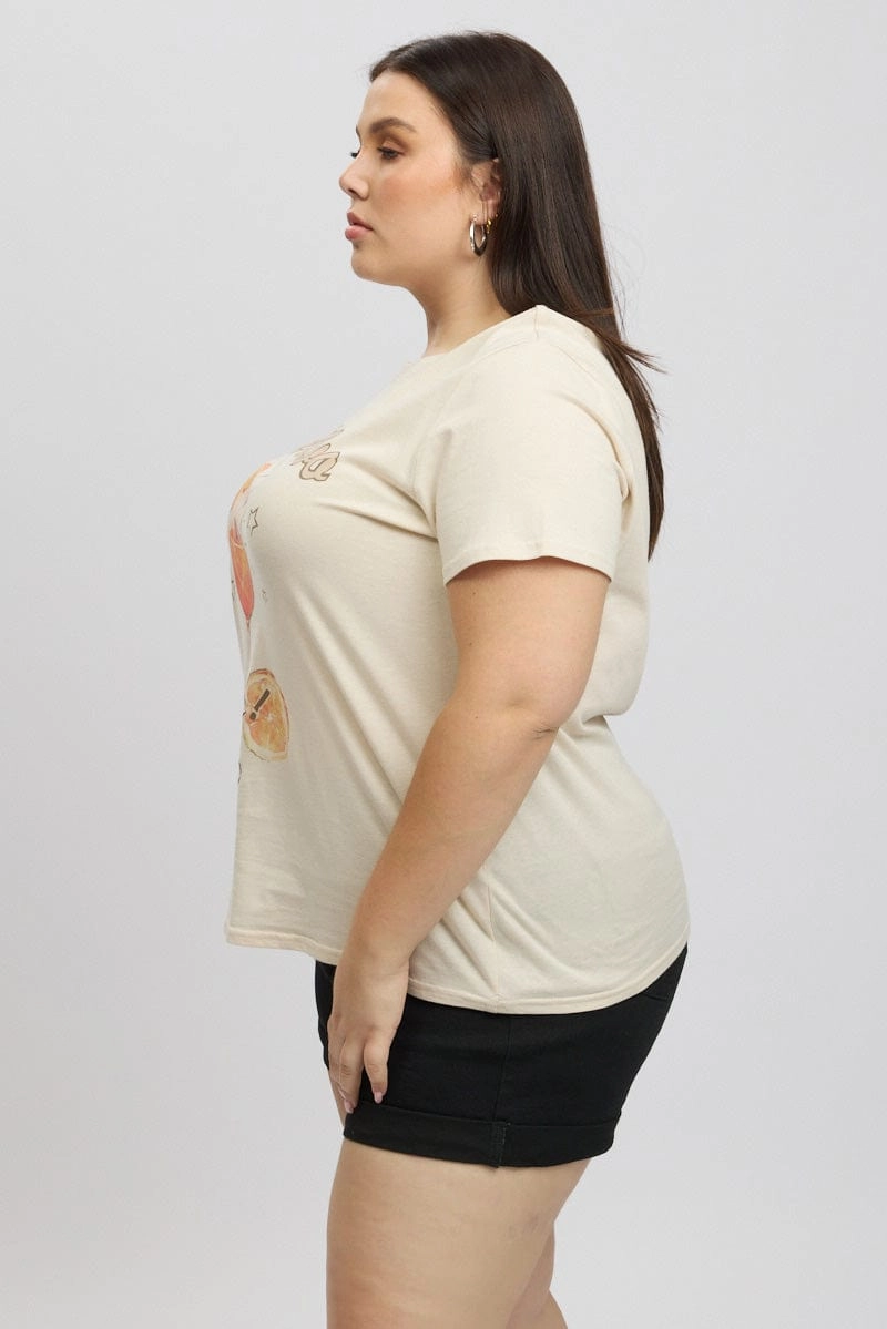 Yellow Graphic T Shirt Short Sleeve Crew Neck Soft Stretch Fit Sun Protection