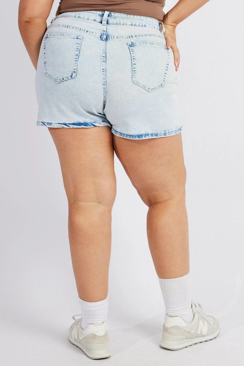 Breezy Comfort Denim Mom Shorts High Rise Acid Wash