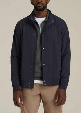 Hooded styles Motion Bomber Jacket for Tall Men in Deep Navy