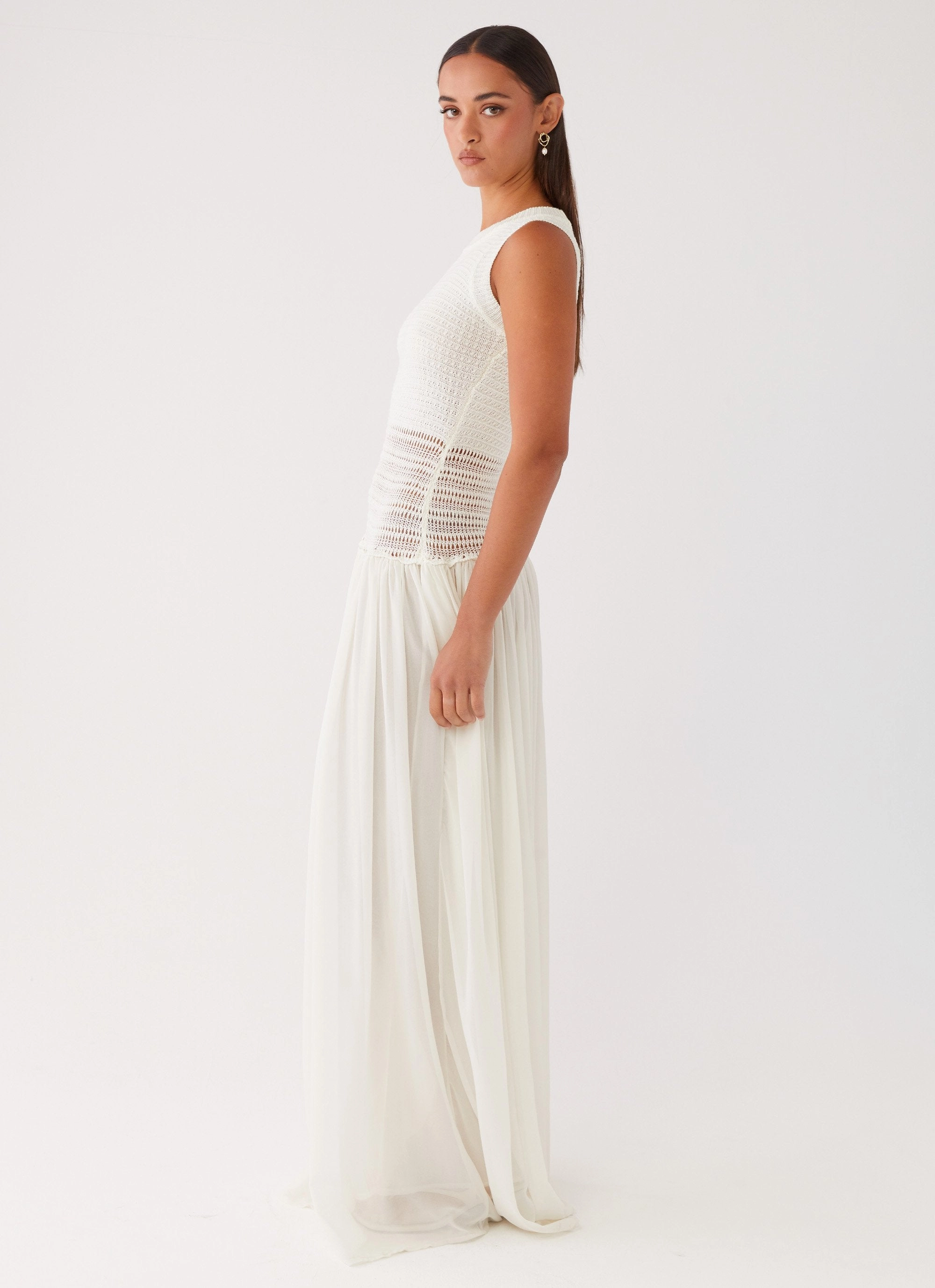 Off Grid Crochet Maxi Dress - White Versatile party outfit