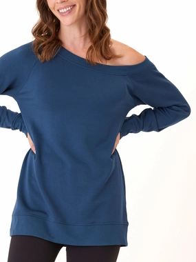 Stand Collar Hypoallergenic Padding Ohara Feather Fleece Off Shoulder Sweatshirt