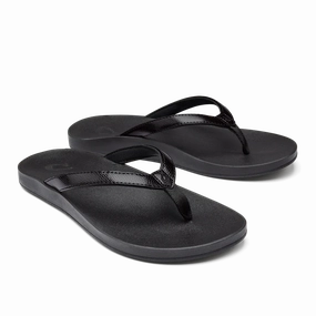 Olukai Women's Puawe Sandal - Black/Black Weather Resistant Finish
