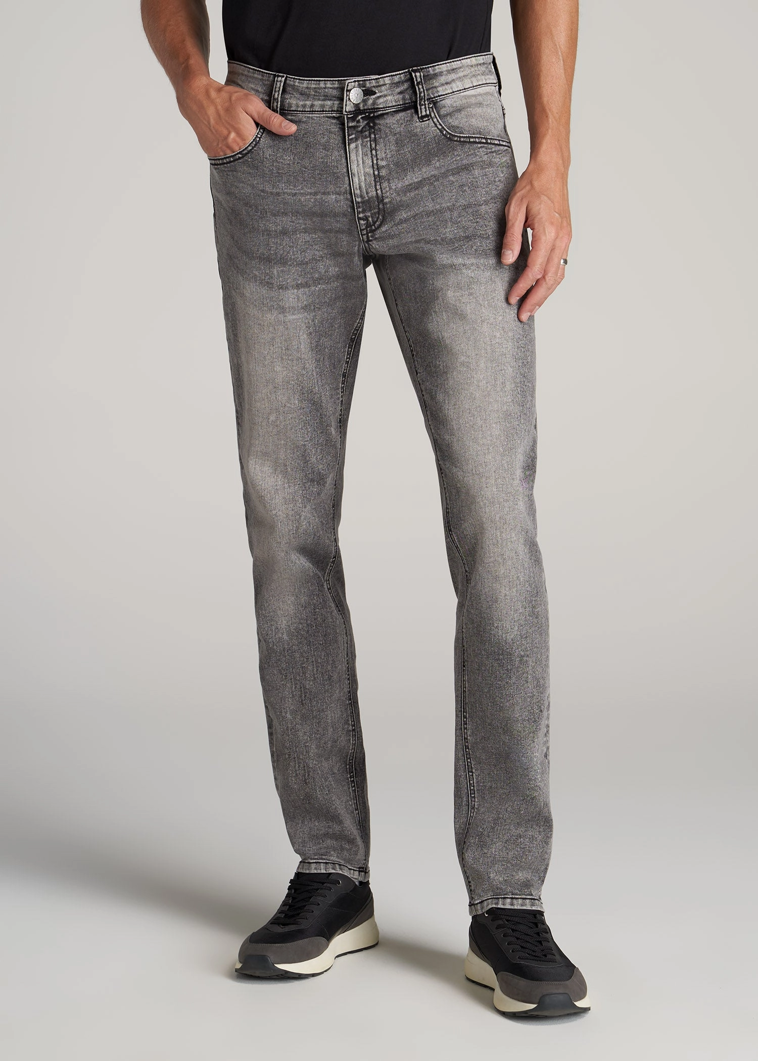Carman TAPERED Jeans for Tall Men in Washed Faded Black Shopping Day Adult Fashion Athlete Fit Modern Design