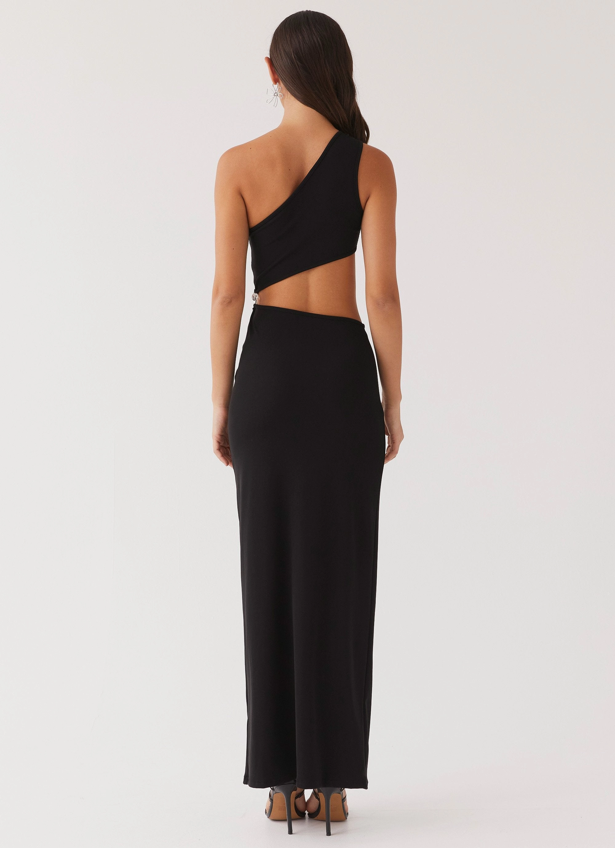Contrast-Panel On The Moon Maxi Dress - Black