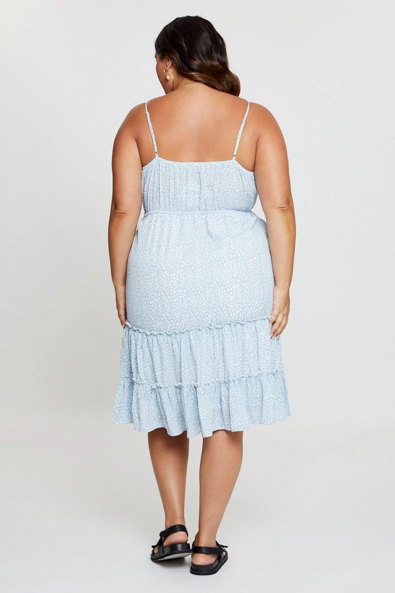 Fall Silhouette Geo Print Skater Dress V-neck Sleeveless