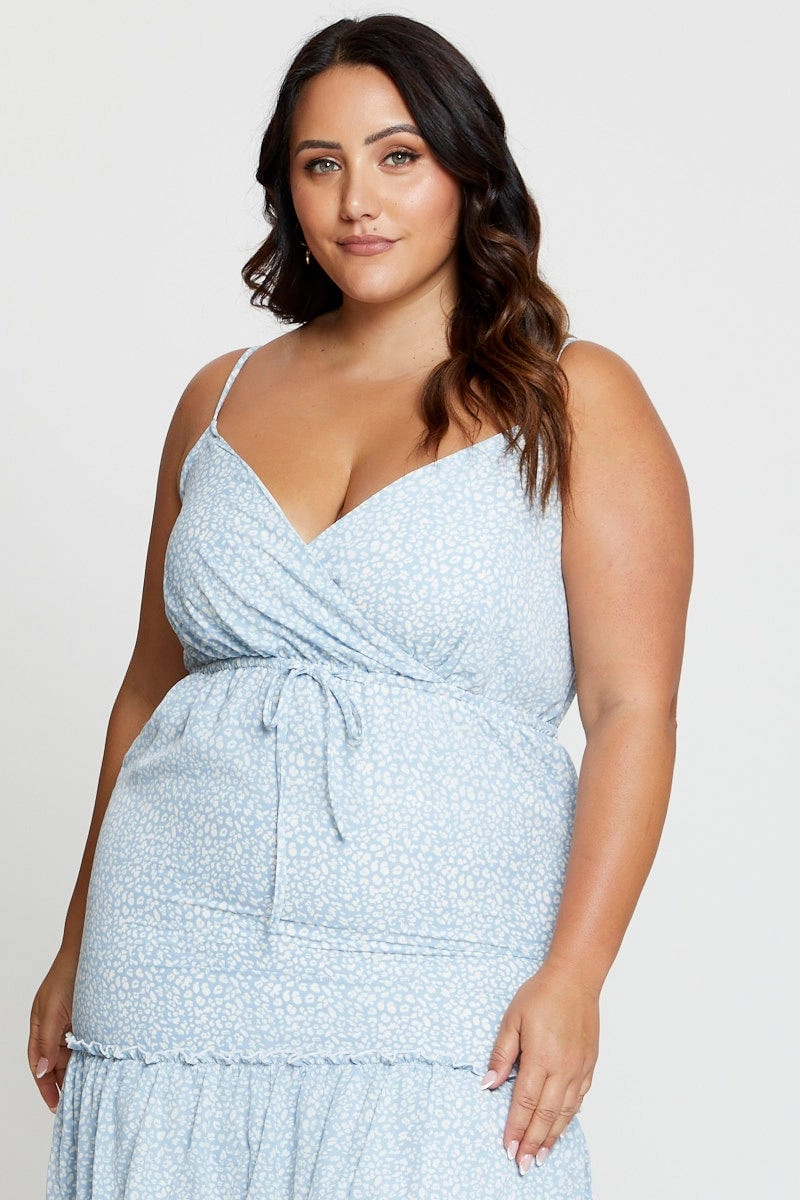 Geo Print Skater Dress V-neck Sleeveless Modern Twist Elegant Flow