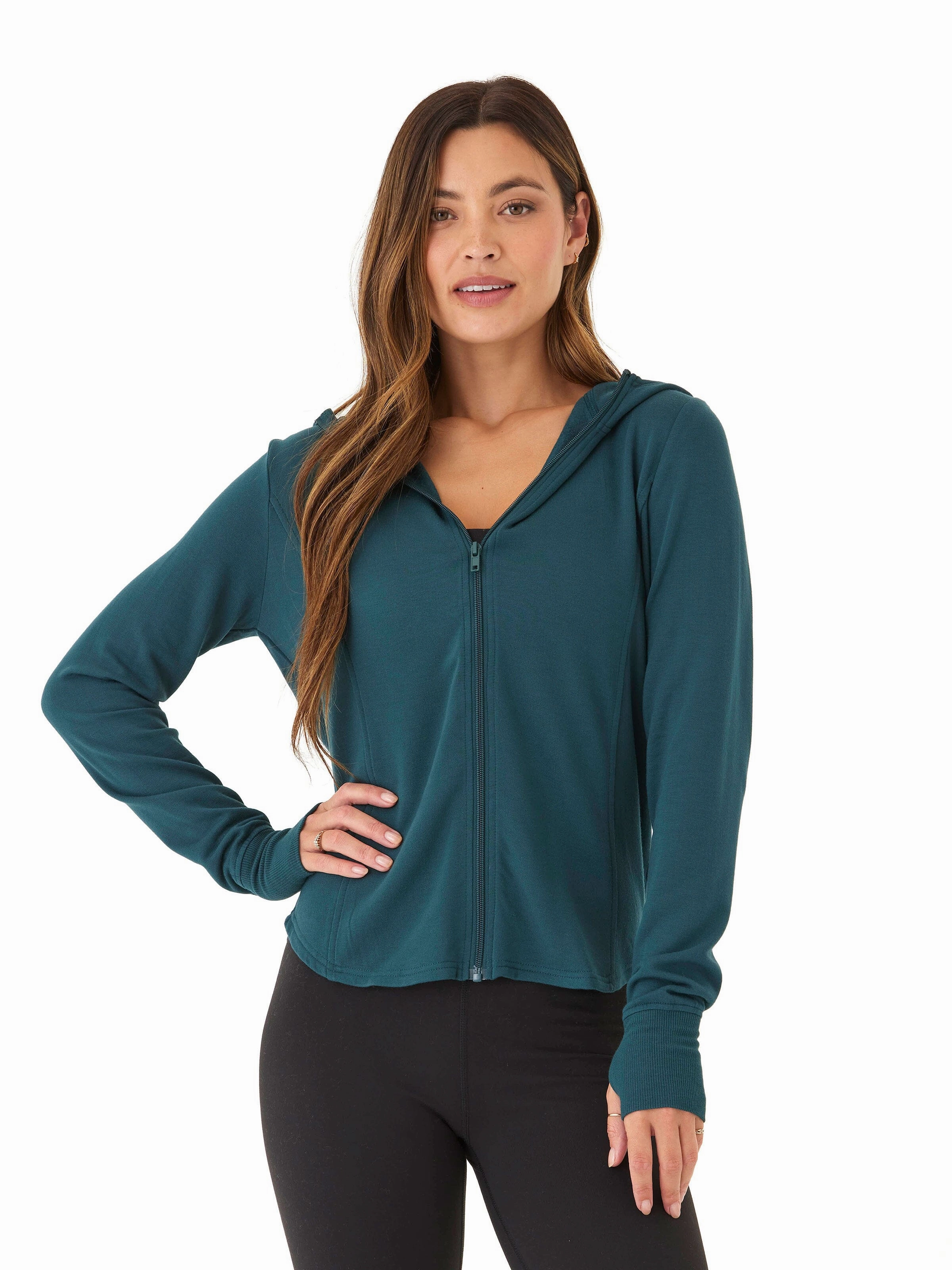 Ophelia Feather Fleece Zip Hoodie Modern Minimal