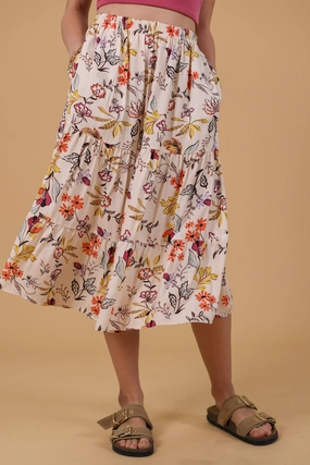 Fold Over Detail Skirt Martha Pastel Floral