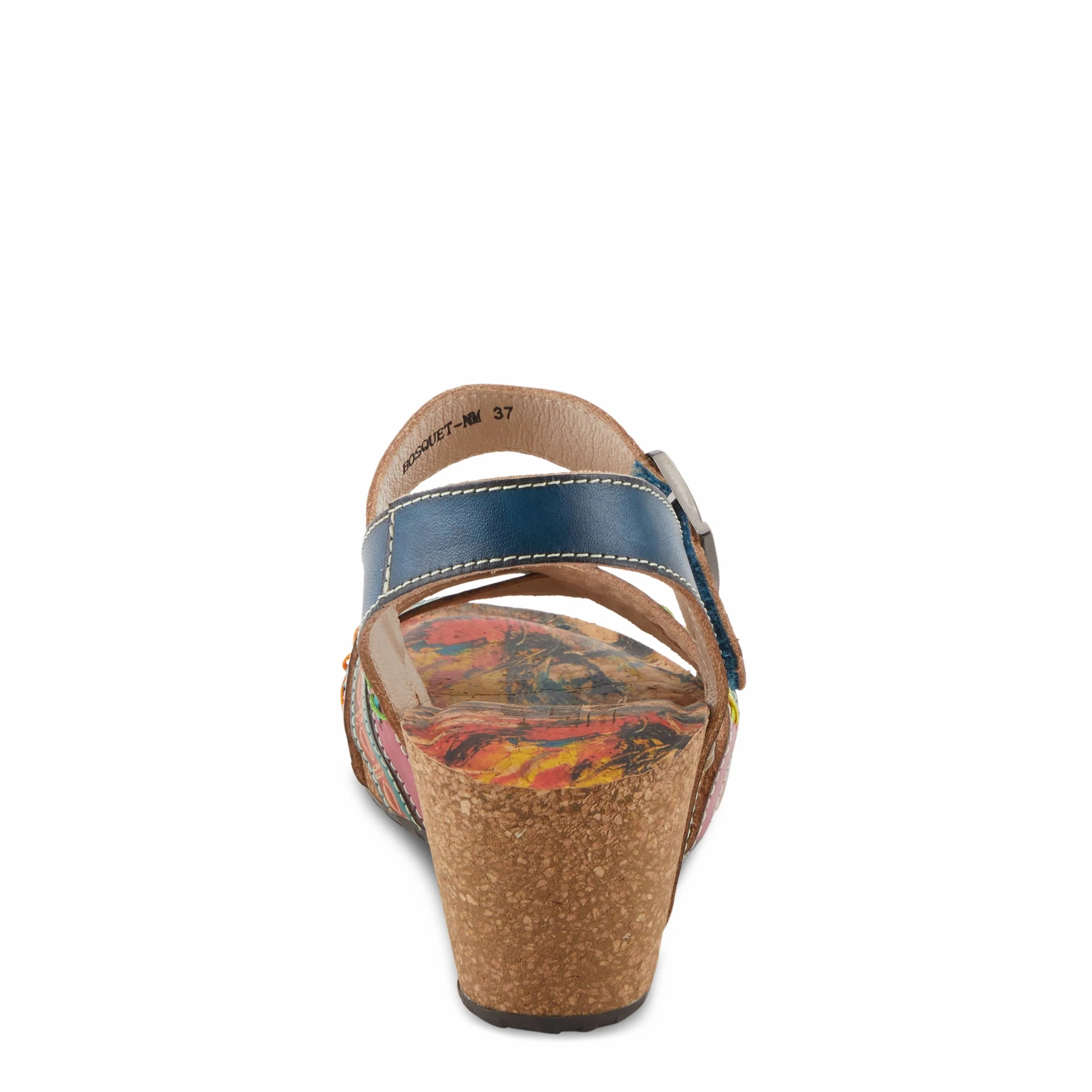 Wide fit Light Style L'artiste by Spring Step Women's Bosquet Wedge Sandals - Navy Multi
