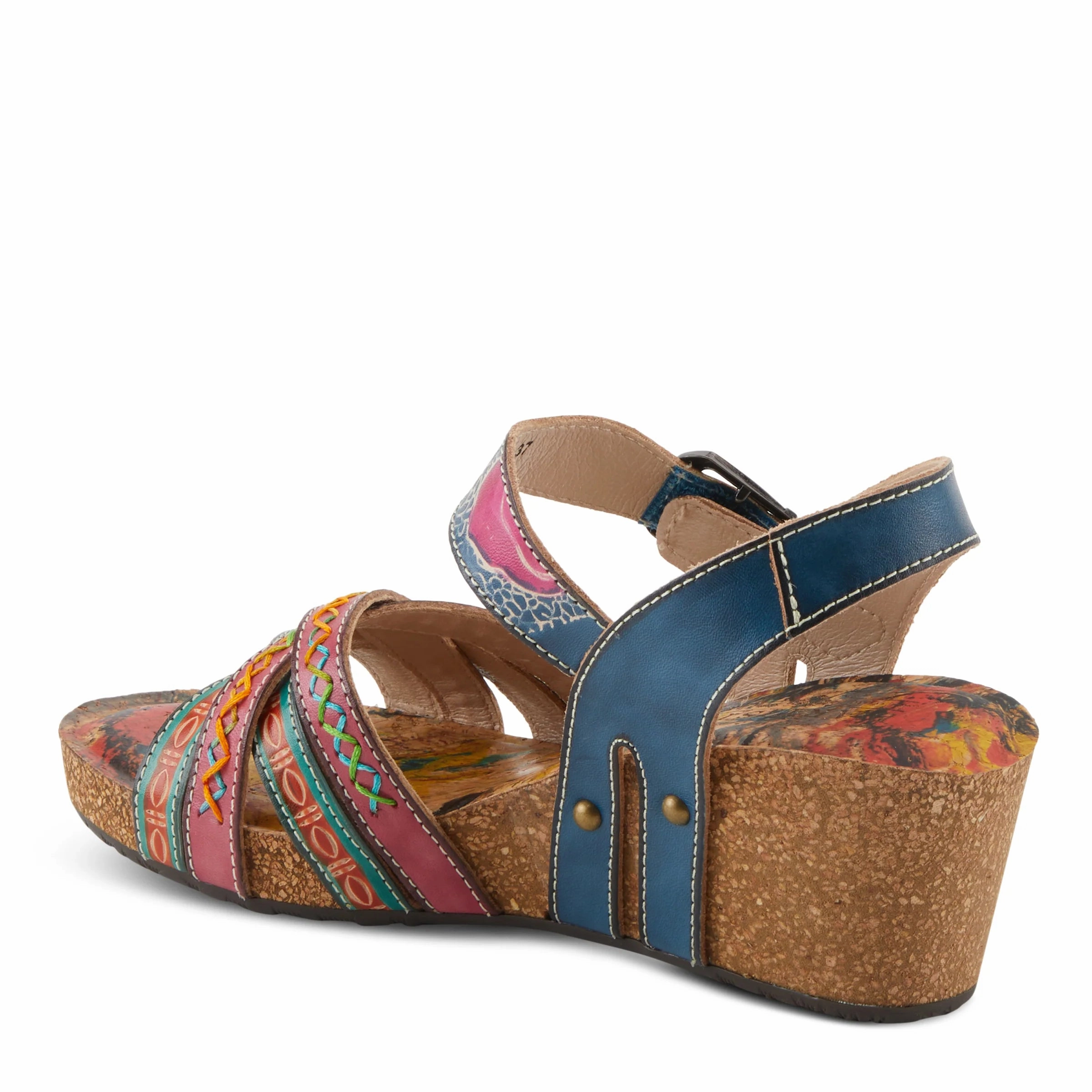 Urban Fresh L'artiste by Spring Step Women's Bosquet Wedge Sandals - Navy Multi
