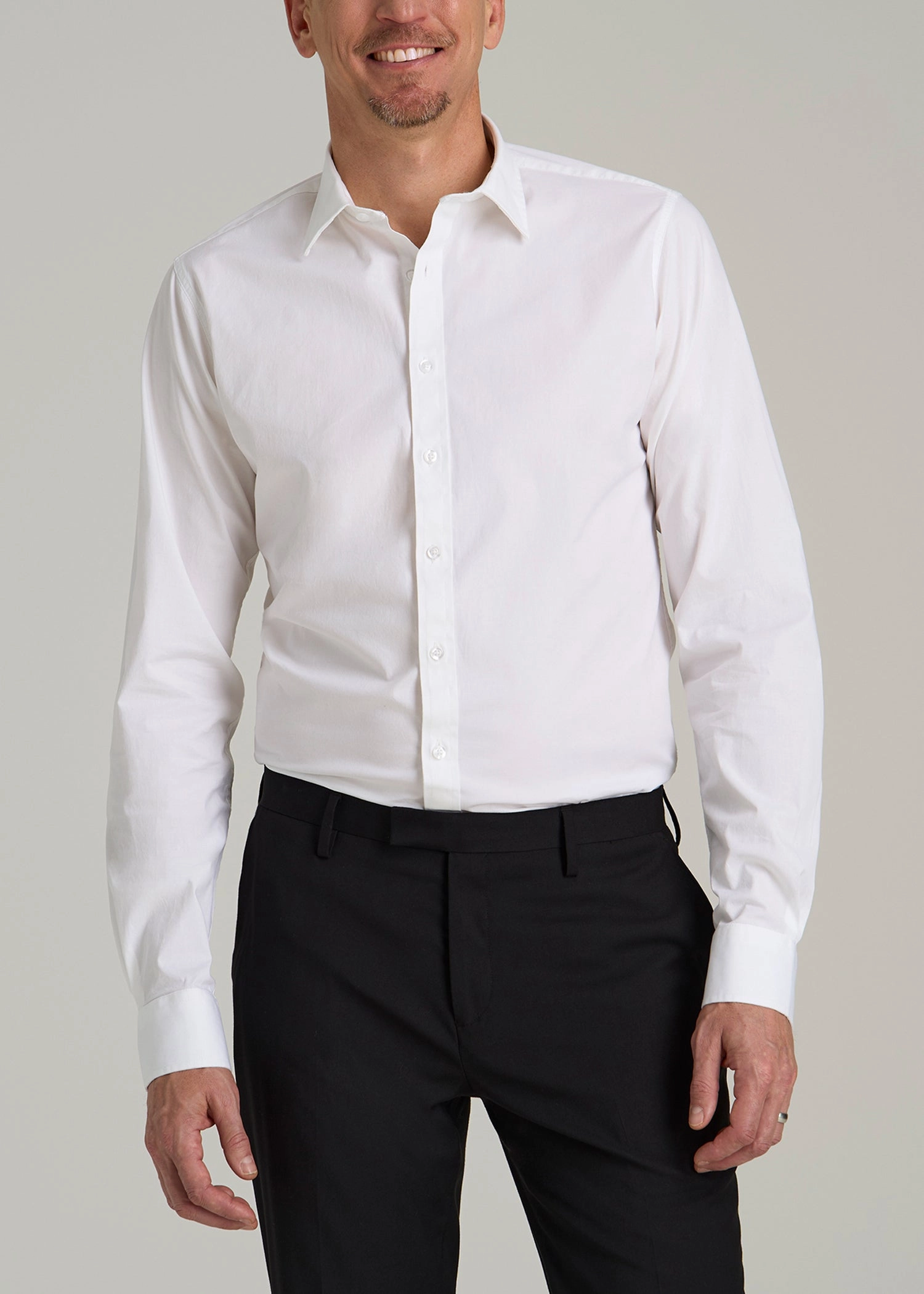 UV Protective Layer Oskar Button-Up Dress Shirt for Tall Men in Bright White