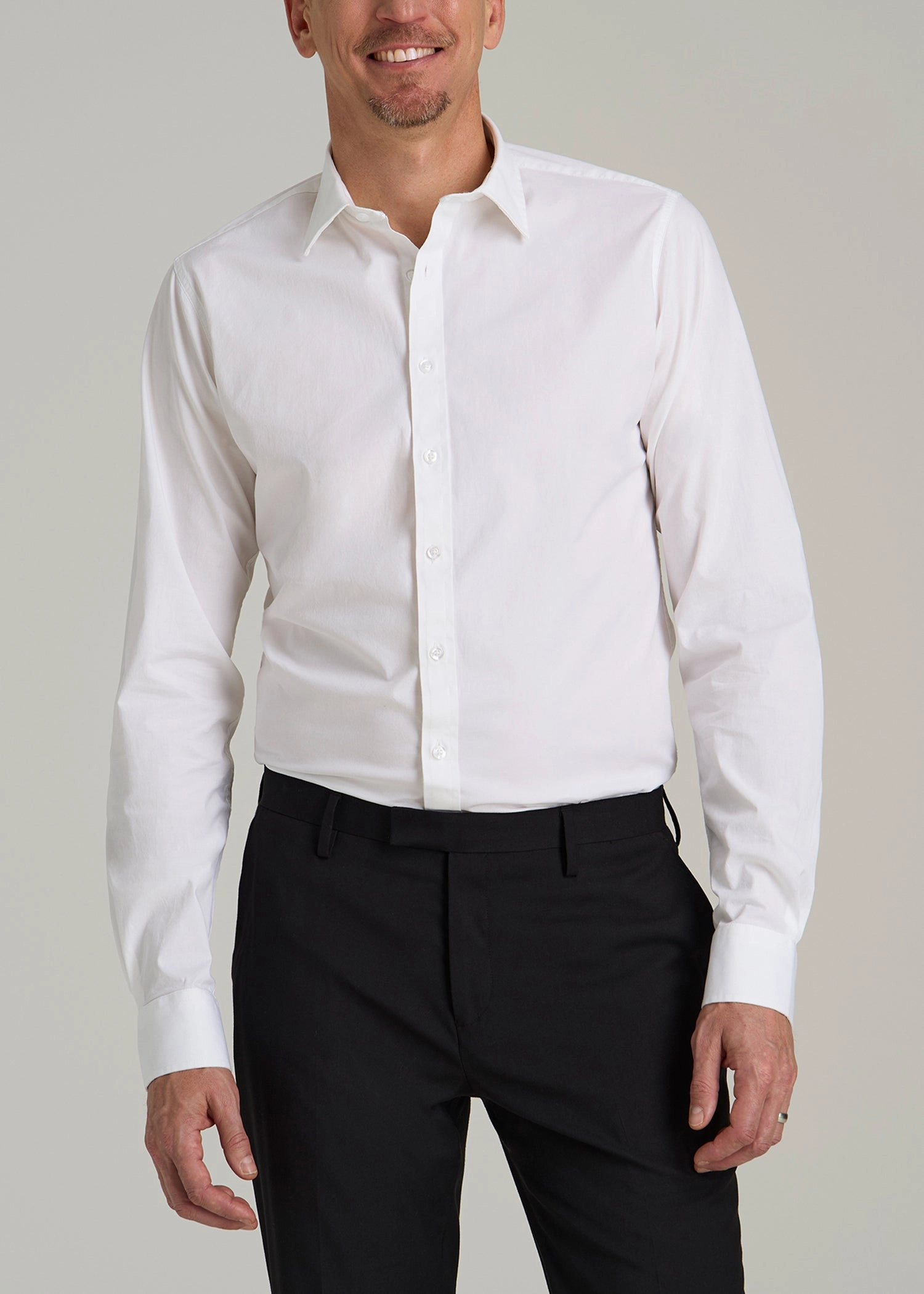 Oskar Button-Up Dress Shirt for Tall Men in Bright White Everyday Jacket Reinforced Stress Points