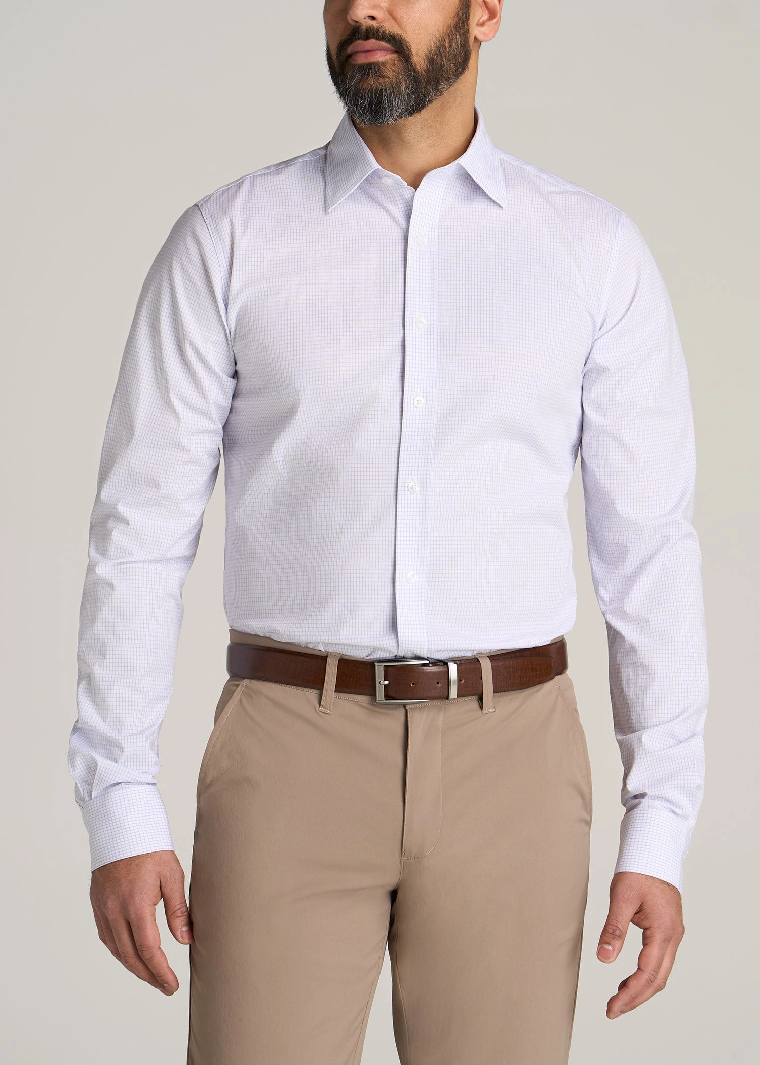 Stay Cool Technology Oskar Button-Up Dress Shirt for Tall Men in Iris Mini Check