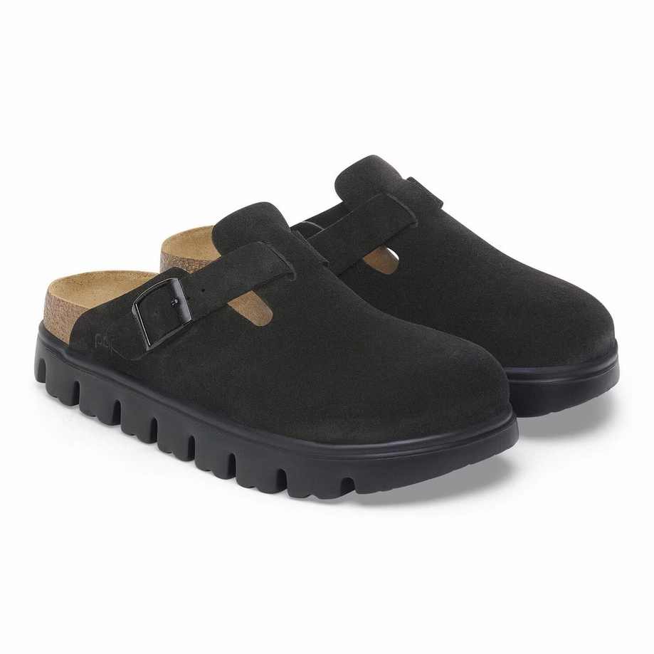 Lightweight Sole Papillio by Birkenstock Women's Boston Chunky Clog - Black Suede