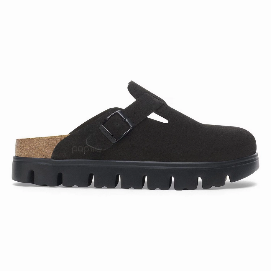 Papillio by Birkenstock Women's Boston Chunky Clog - Black Suede Office Go
