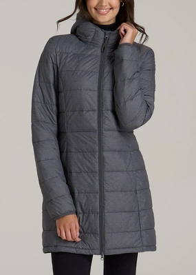 Packable Puffer Jacket for Tall Women in Charcoal Space Dye Style Staple