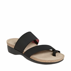 Munro Women's Aries Comfortable Sandal - Black Fabric Easy Slip On Travel-ready Footwear