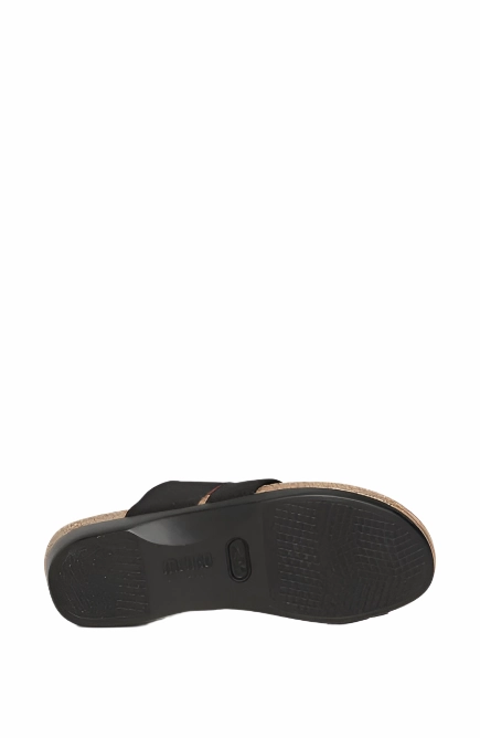 Munro Women's Aries Comfortable Sandal - Black Fabric Quick Release Buckle Mechanism Wrap Around Strap