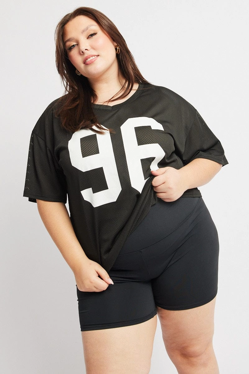 Chic Smart Black Graphic T Shirt Short Sleeve V Neck