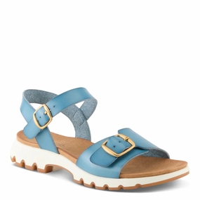 Travel Glam Thin strap Patrizia by Spring Step Women's Bunch Ankle Strap Sandal - Blue