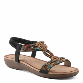 Adjustable Walking Shoes Patrizia by Spring Step Women's Ponyo Slip-on Leather Sandal - Black