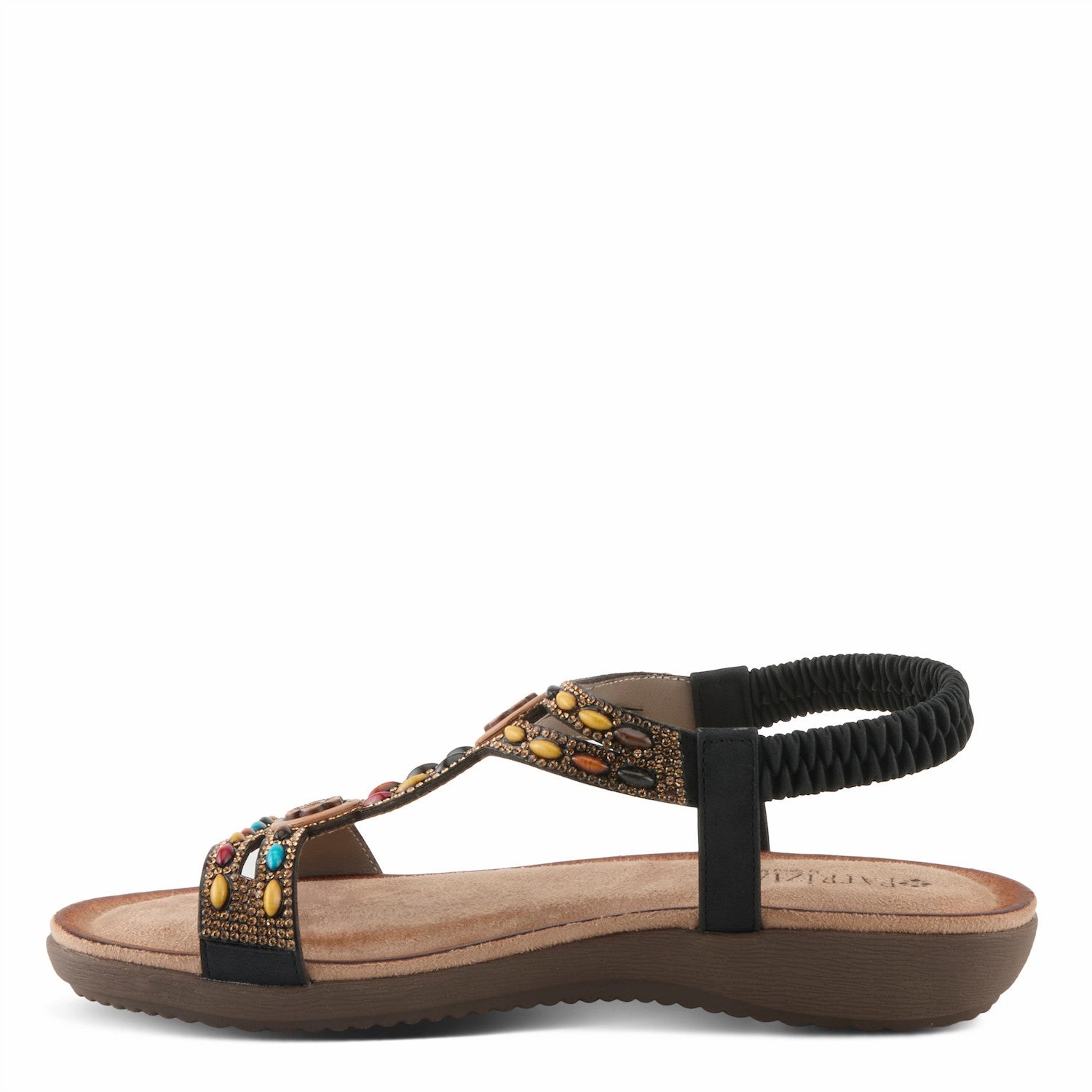 Patrizia by Spring Step Women's Ponyo Slip-on Leather Sandal - Black Stylish Travel Flats Warm Step