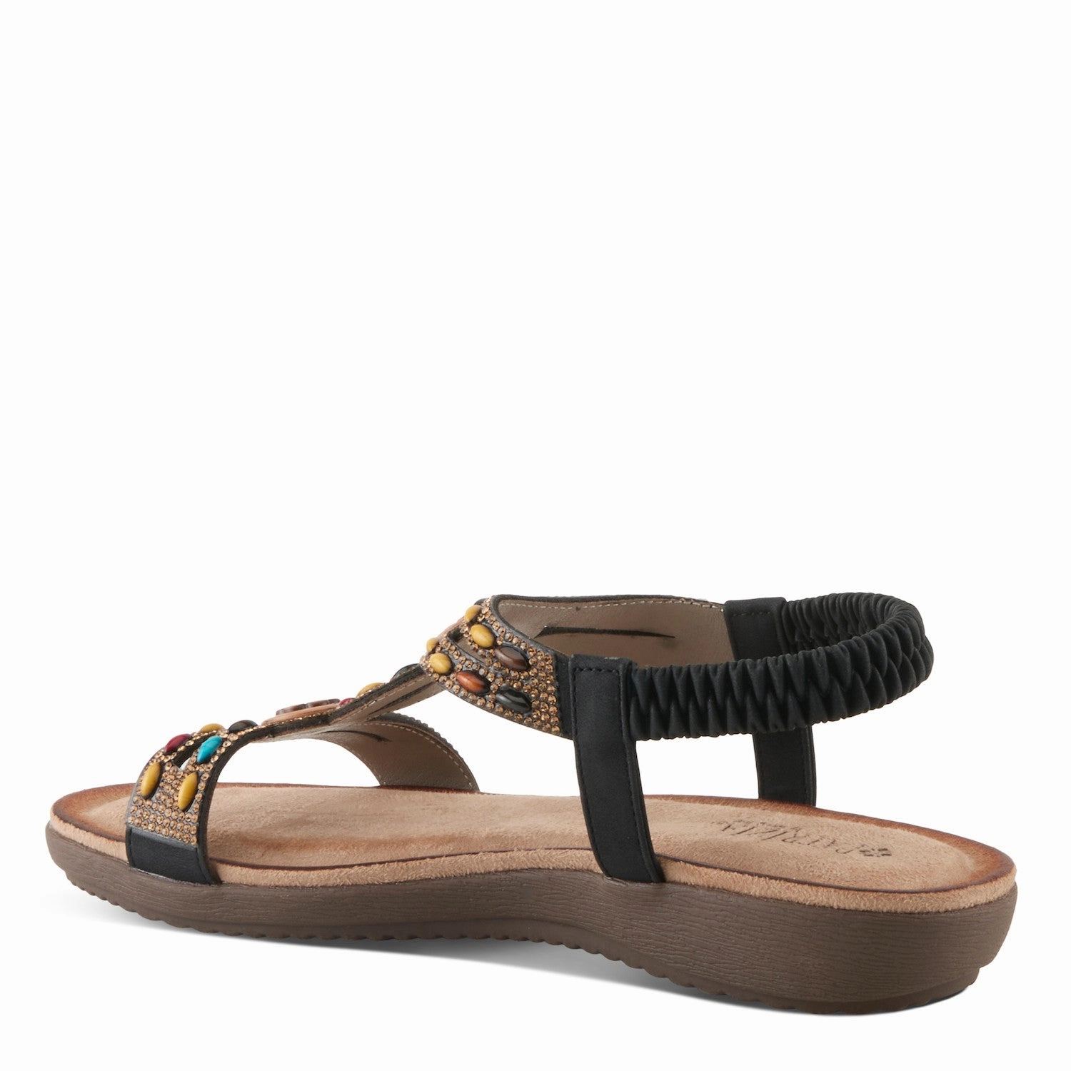 Patrizia by Spring Step Women's Ponyo Slip-on Leather Sandal - Black Toe Guard Outdoor Ready Shoes