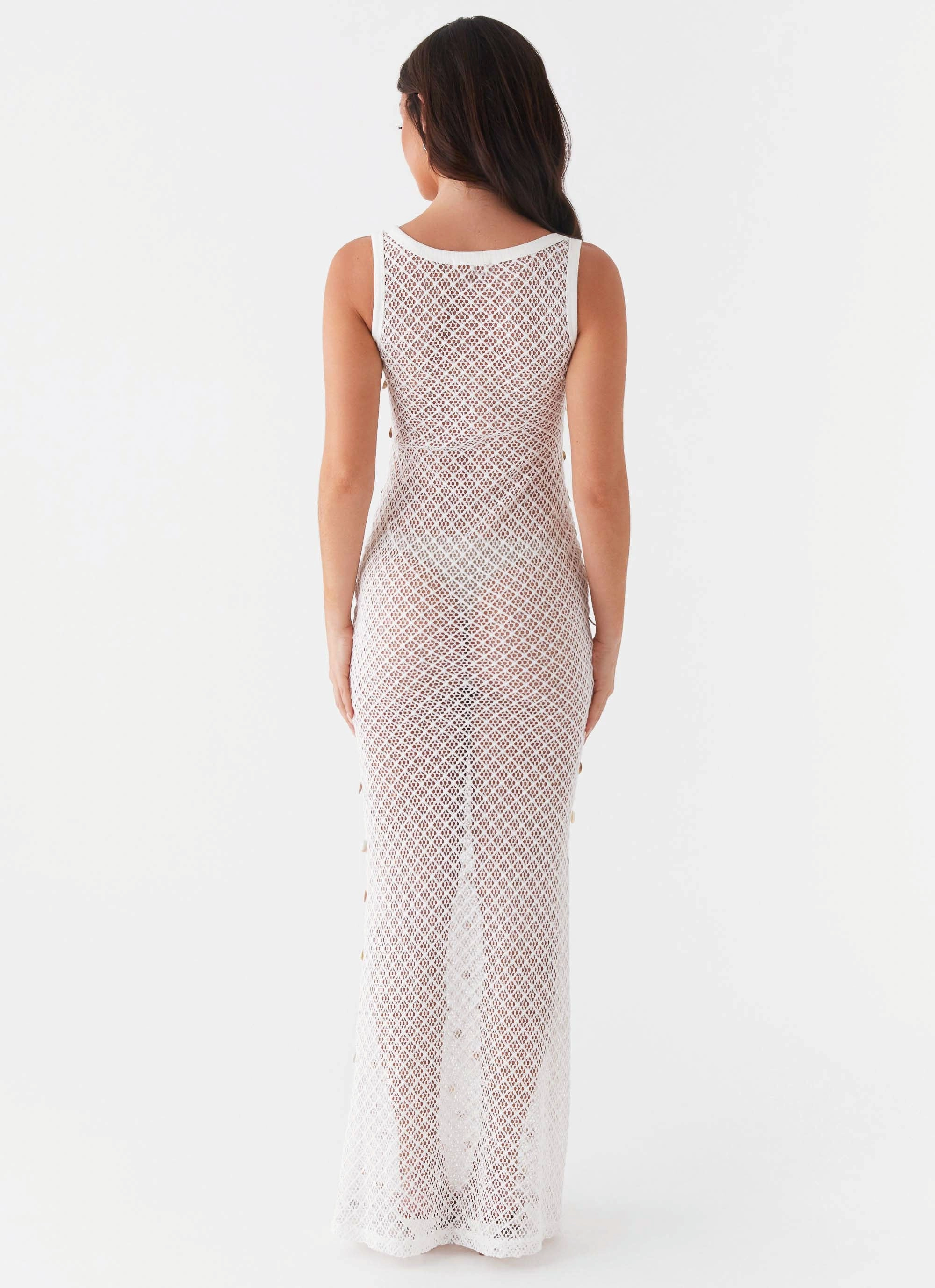 Charming Fit Penida Shell Knit Maxi Dress - White