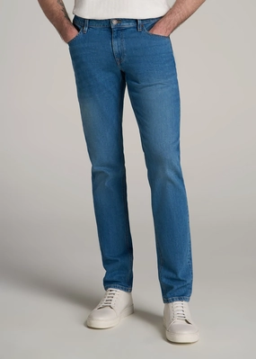 Americana Collection Carman Tapered Fit Jeans For Tall Men in Sail Blue Textured Versatile Shopping Day Shopping Day Slim