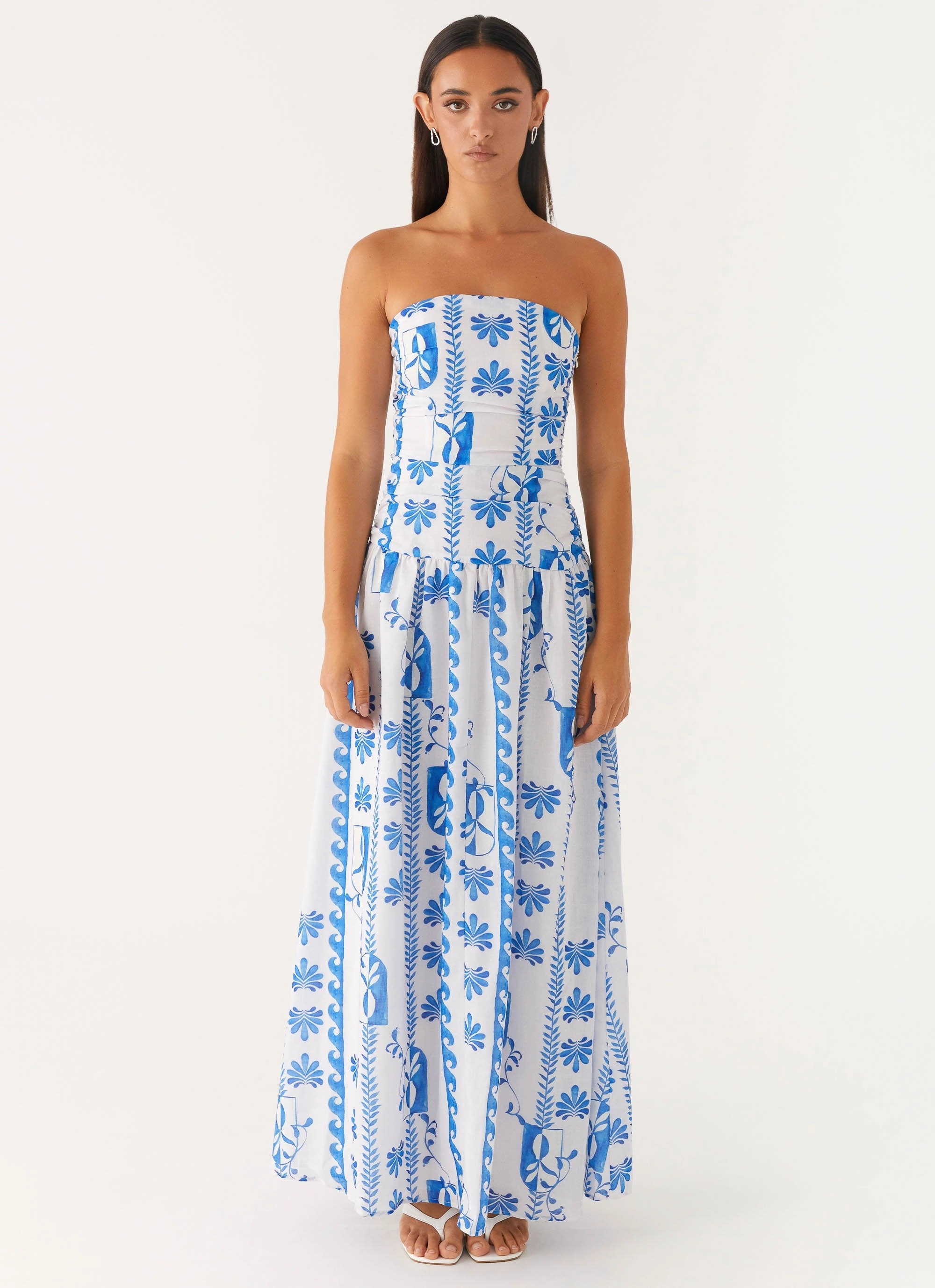 Carmel Maxi Dress - Floral Wave Smooth Texture Lounge Mood