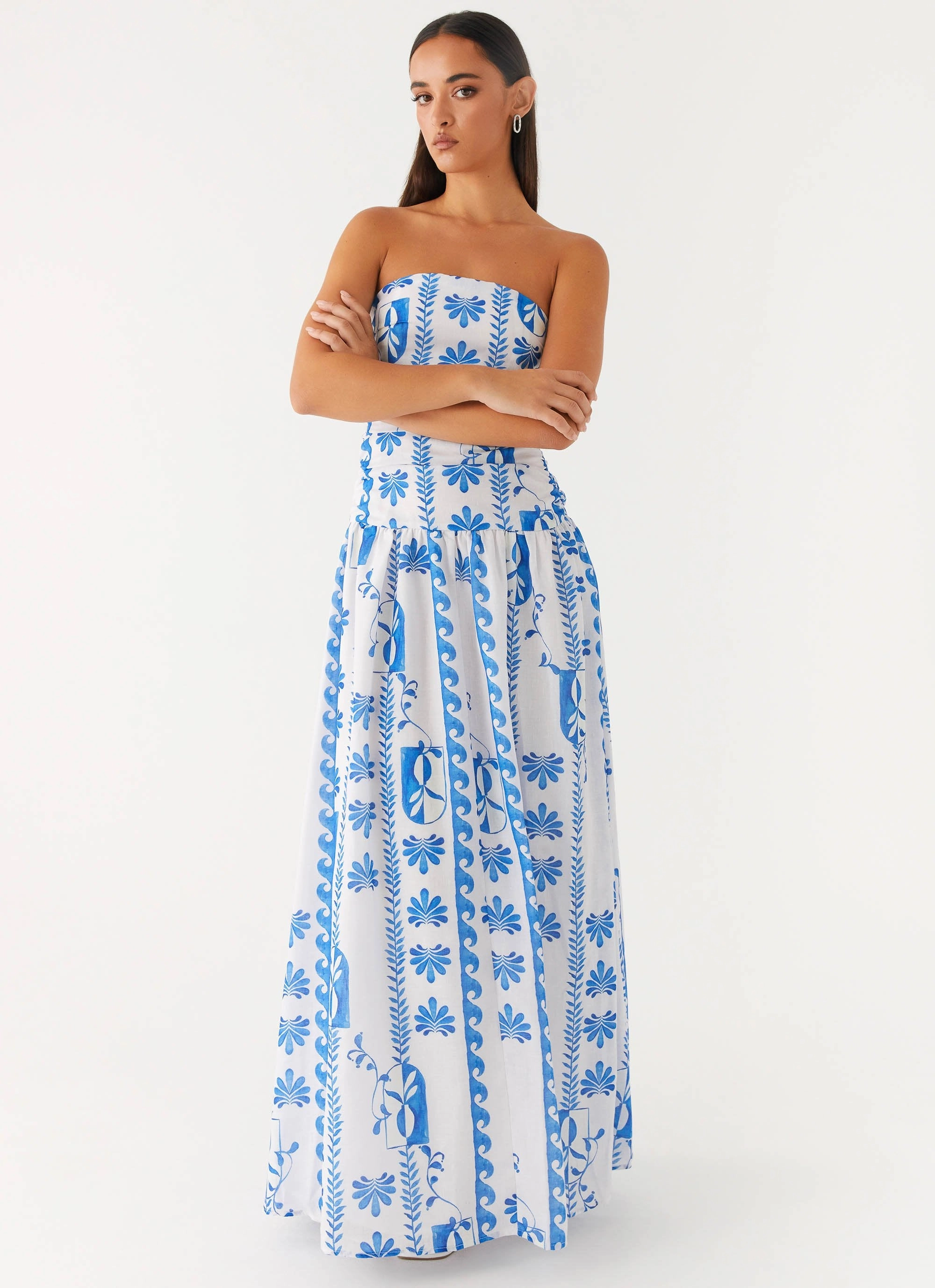 EcoFriendlyDye Easy Going Carmel Maxi Dress - Floral Wave