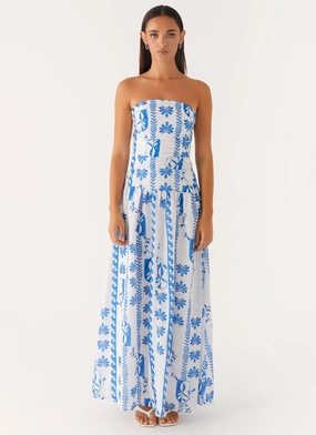 Carmel Maxi Dress - Floral Wave Smooth Texture Lounge Mood