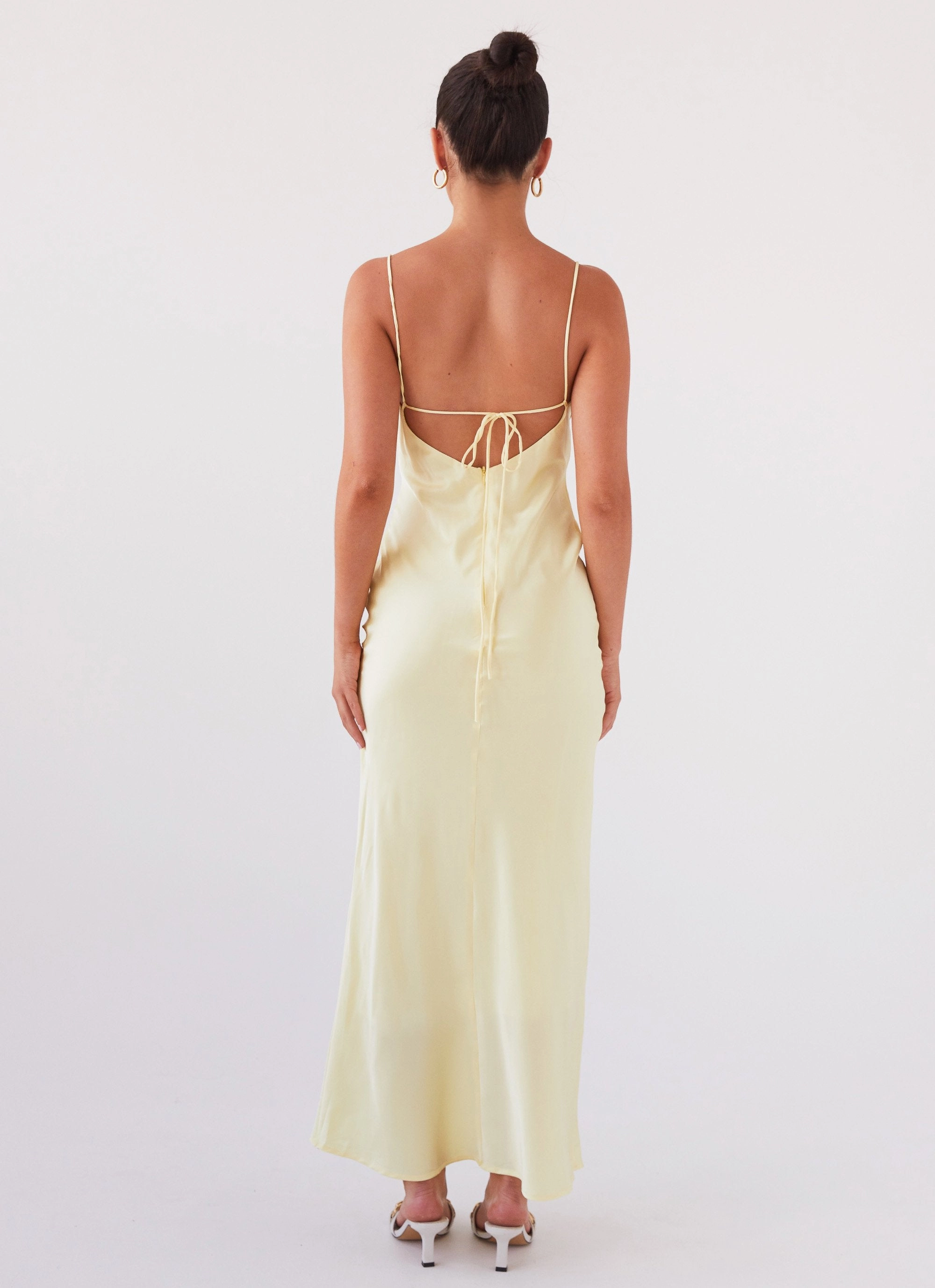 Relaxed Fit Look Sleek Look Joanna Satin Maxi Dress - Lemon