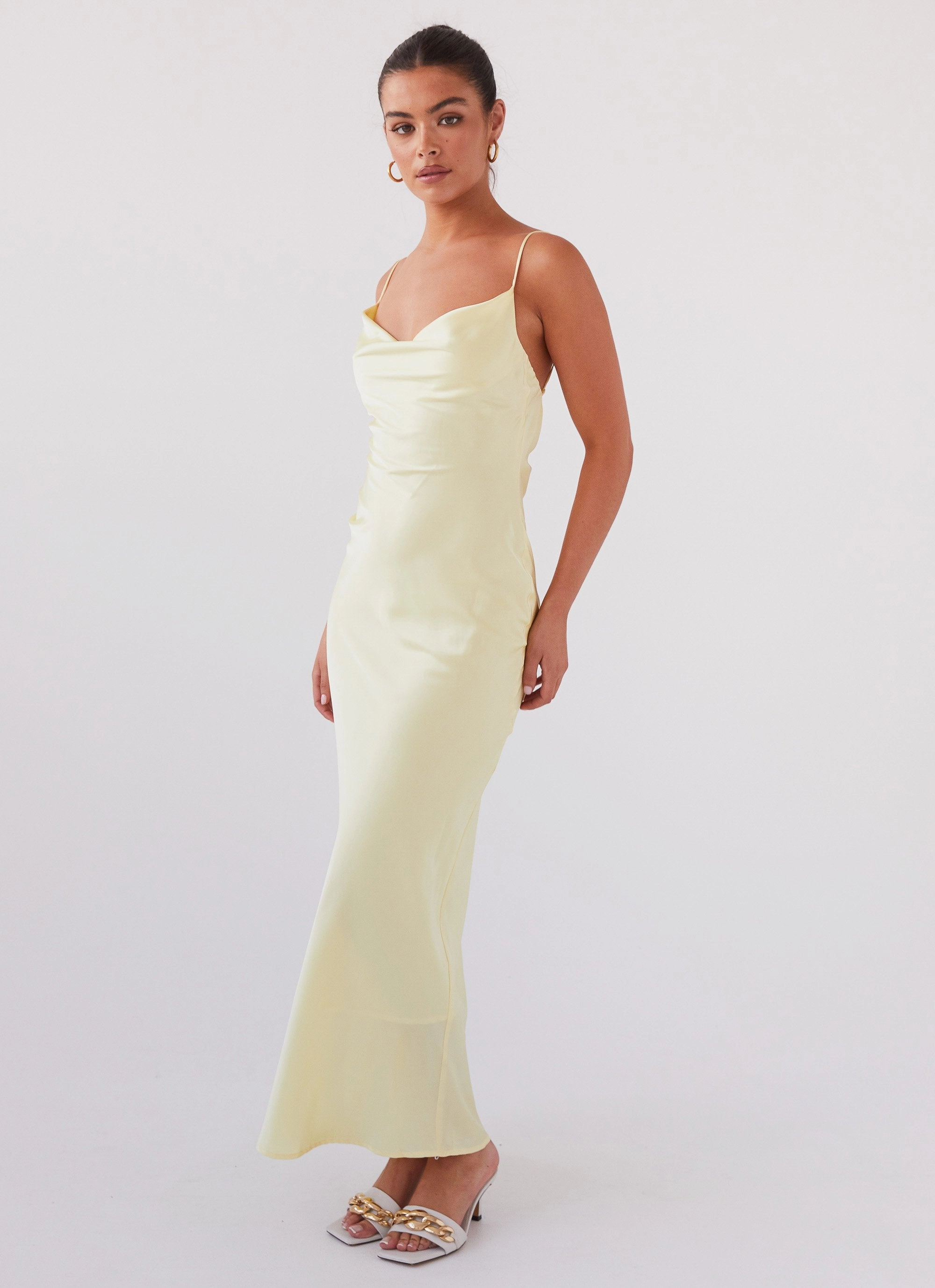 Easy Mood Joanna Satin Maxi Dress - Lemon