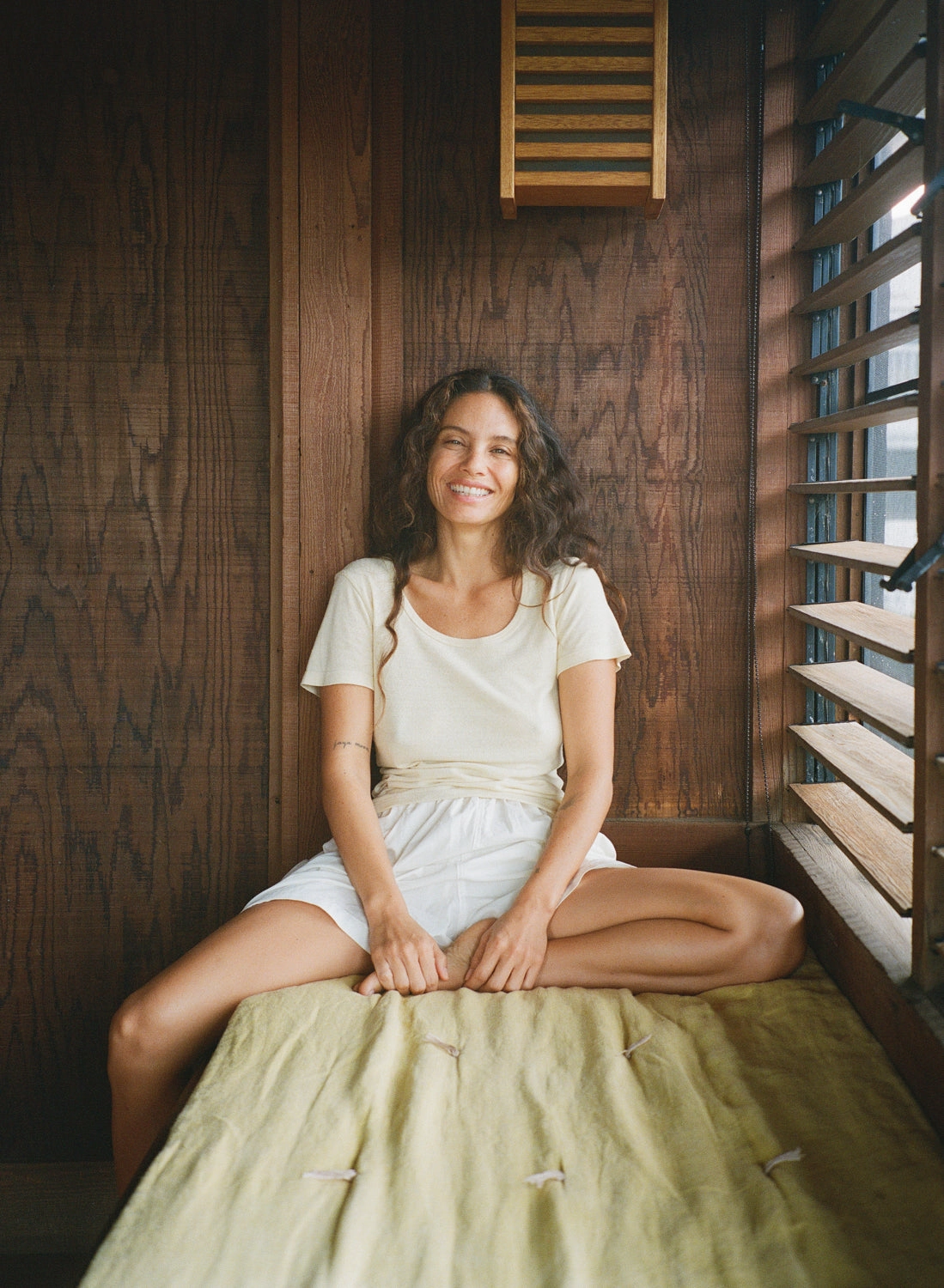 Comfortable Piece Baby Tee, Regen Silk Noil Jersey, Butter