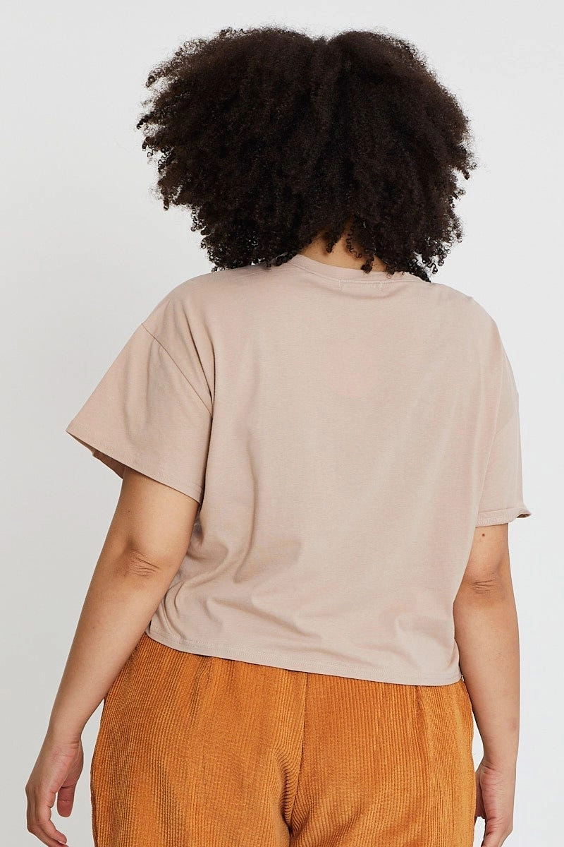 EnhancedDurabilityFinish Pink Graphic T-shirt Palm Springs Crew Neck Cotton