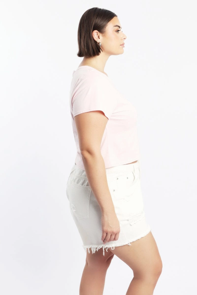 Pink Graphic T Shirt Short Sleeve Crew Neck Casual Comfort Layer Eco Friendly Material