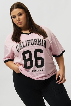 Pink Graphic Tee Short Sleeve V Neck Chic and Cozy