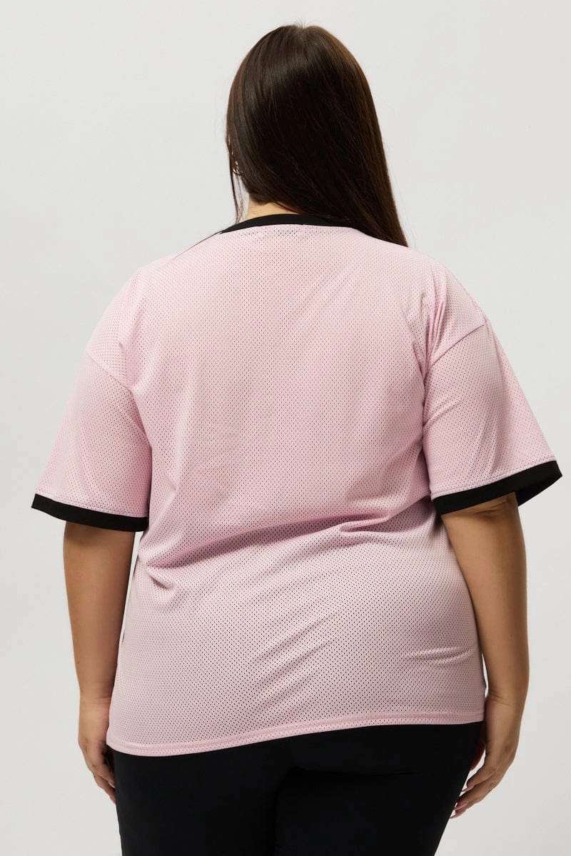 Easy Layer Solid Color Pink Graphic Tee Short Sleeve V Neck