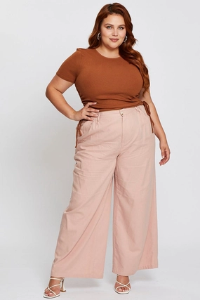 Multipurpose Design Seamless construction Pink High Waist Wide Leg Pant