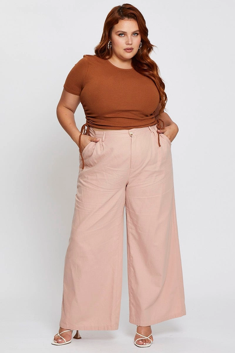 Sweat Wicking Lining Stretch Ready Pink High Waist Wide Leg Pant