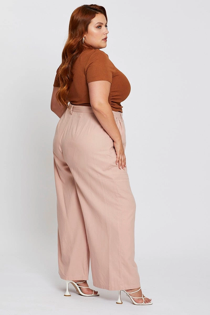 Comfy Design clean look Pink High Waist Wide Leg Pant