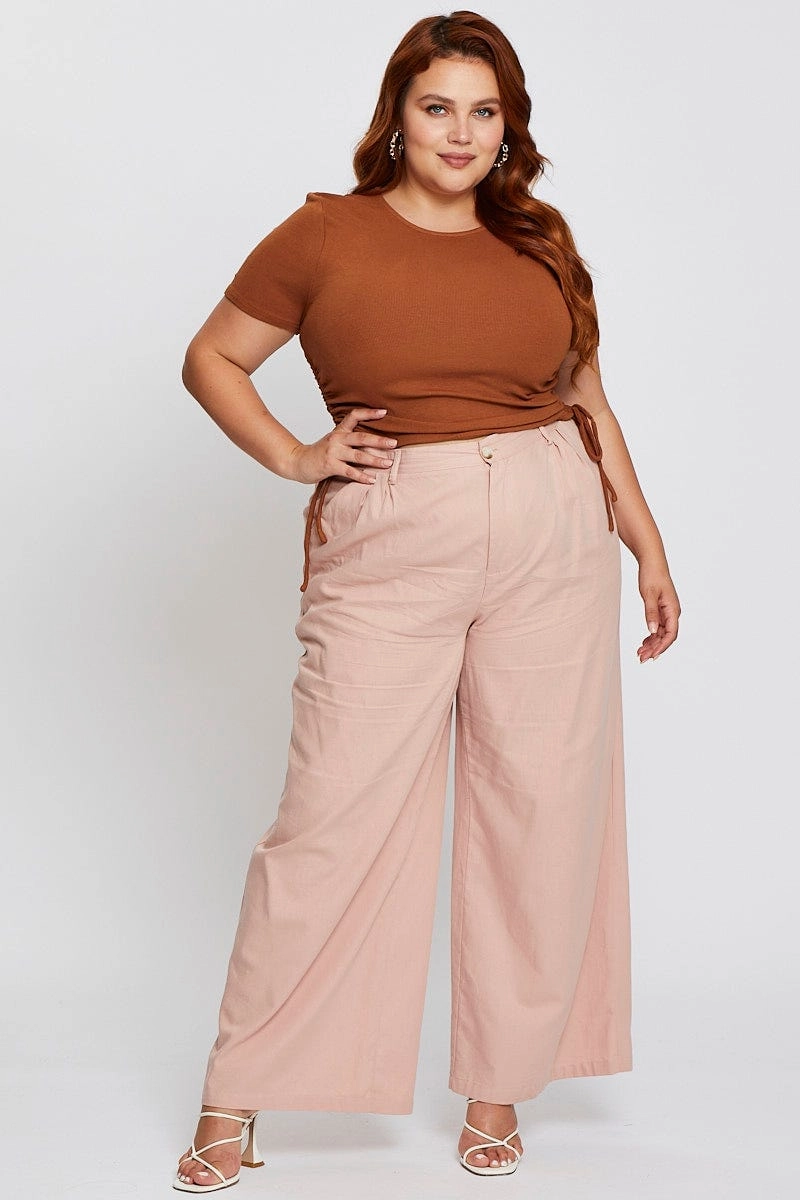 Multipurpose Design Seamless construction Pink High Waist Wide Leg Pant