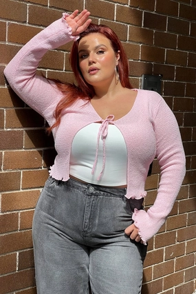 Pink Knit Cardigan Tie Up Urban Outdoor Look Packable design