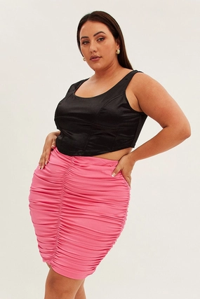 Pink Mini Skirt Ruched Simple Comfort