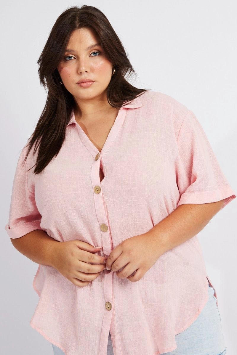 Breathable Style Moisture Wicking Layer Pink Relaxed Shirt Short Sleeve