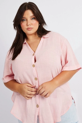 Breathable Style Moisture Wicking Layer Pink Relaxed Shirt Short Sleeve