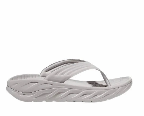 Soft Cushioning Shoes HOKA Men's Ora Recovery Flip Sandal - Lunar Rock/White