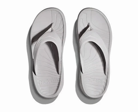 HOKA Men's Ora Recovery Flip Sandal - Lunar Rock/White Trendy Footwear For Travel