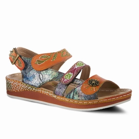 L'Artiste by Spring Step Women's Sumacah Sandals - Camel Multi Sponge Padding Sea View